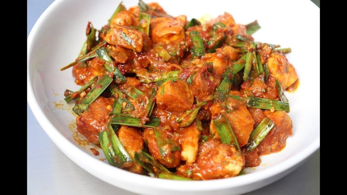 Nepali pork choila appetizer with grilled pork and spices