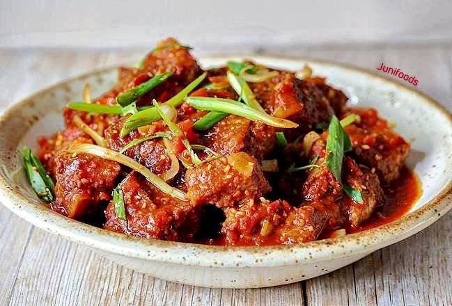 Pork choila Nepali spiced grilled pork at Mustang Thakali Kitchen San Marcos TX.